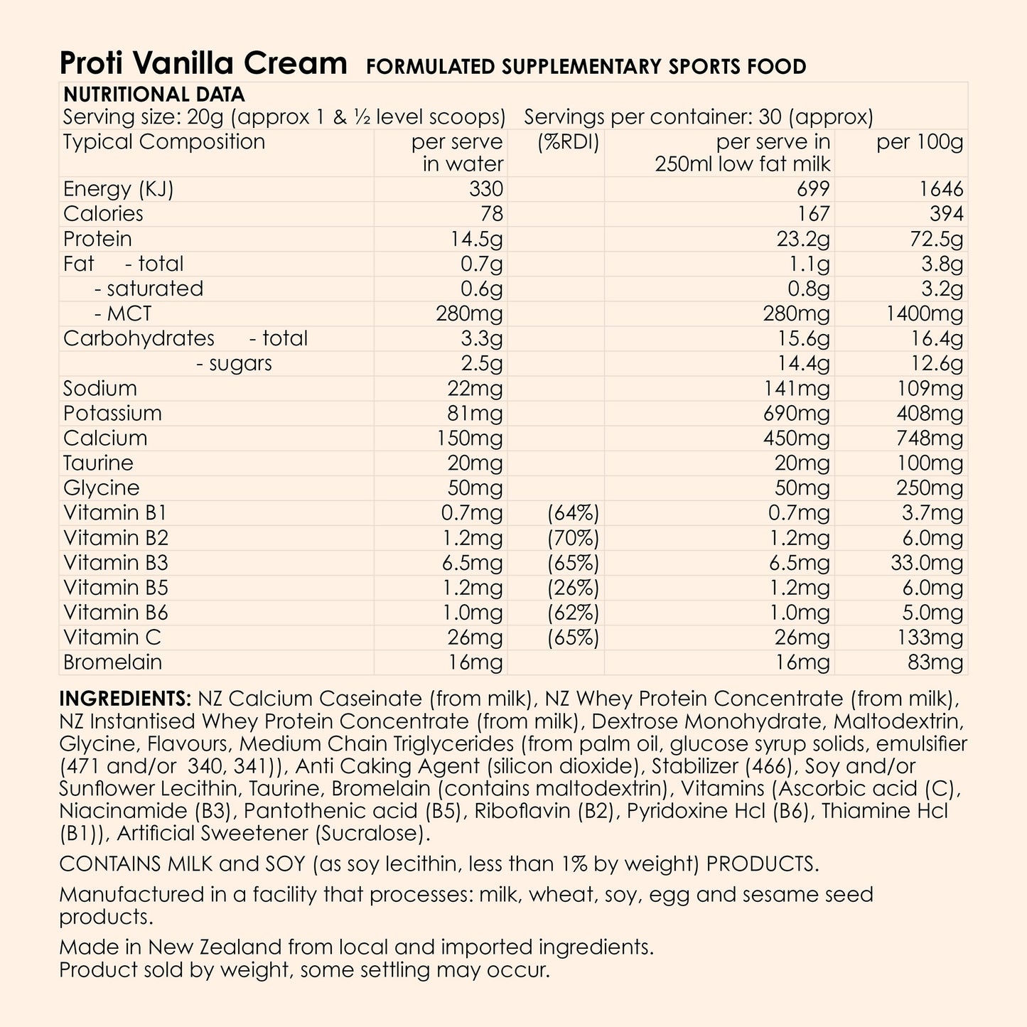 Proti - Vanilla Cream (30 serves)